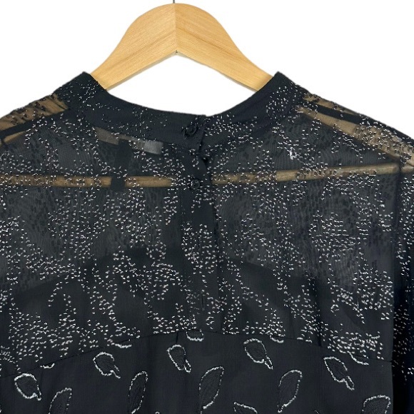 Bcbgmaxazria Szxs Metallic High-Low Long Sleeve Dot Chiffon Top Size Medium - Picture 6 of 9